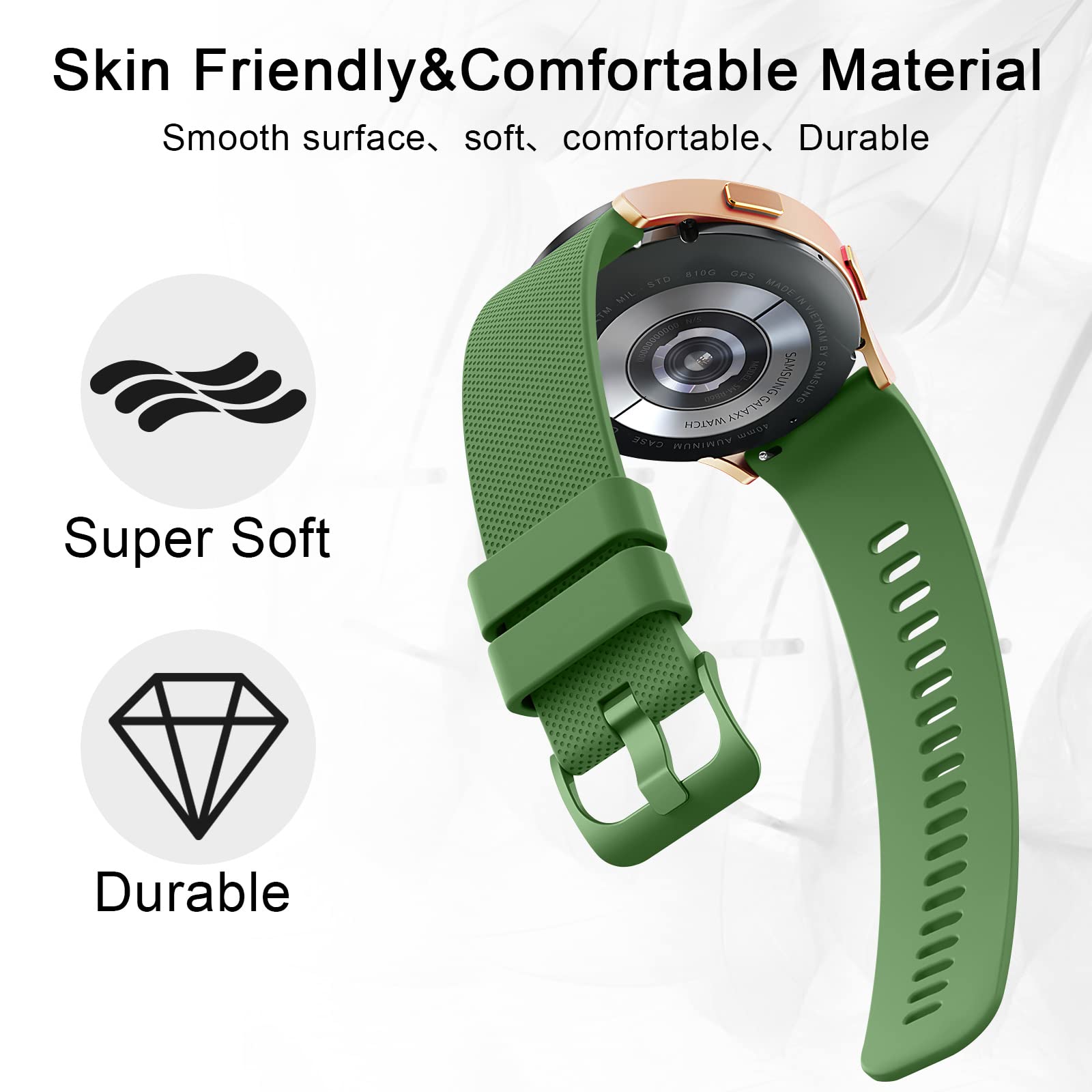 Cinturino Silicone 20mm Per Garmin Venu Sq E Venu 2 - Nero, Comfort E Resistente Al Sudore - Foto 9