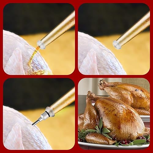 Miniatura 7 de JY COOKMENT Baster de pavo con cepillo para untar barbacoa, jeringa para hornear en casa y asar pavo, incluye bombilla de silicona desmontable de