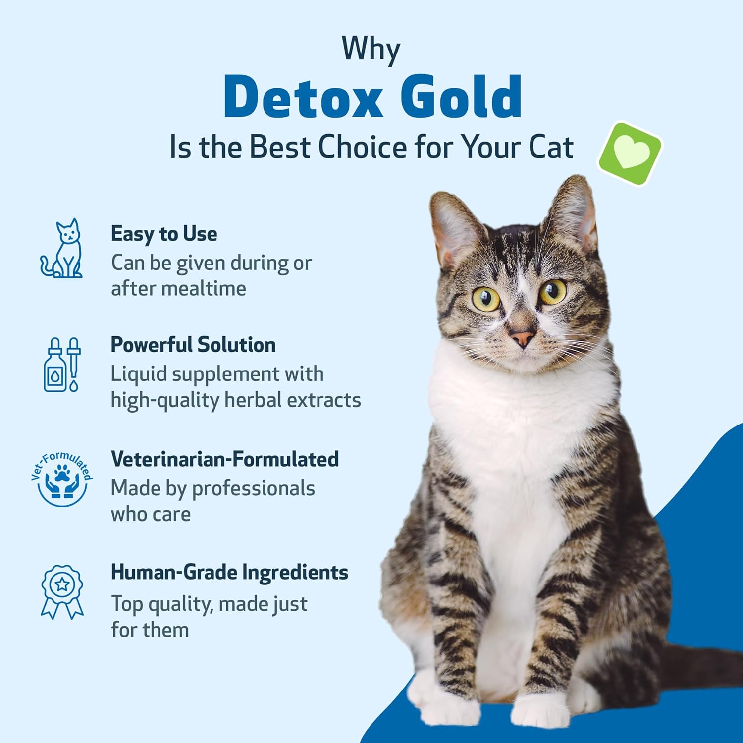 Pet Wellbeing Detox Gold for Cats - Supports Natural Vitality & Maintains Overall Wellness with Nettle, Blessed Thistle, Burdock Root - Veterinarian-Formulated Herbal Supplement 2 oz (59 ml)