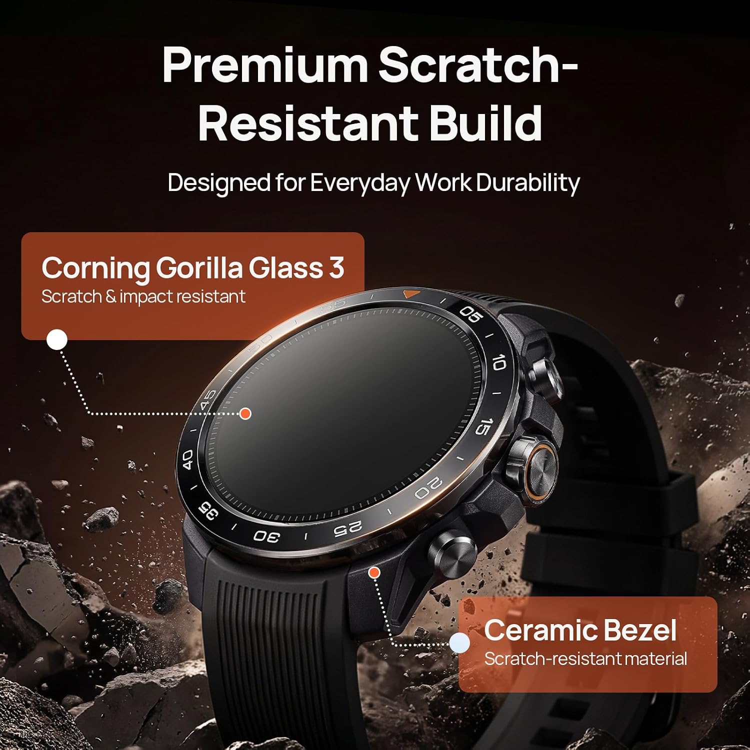 mibro GS Explorer S Rugged Smart Watch for Men with Scratch-Resistant Ceramic and 1.32" AMOLED Display, 20+ Days Battery, Bluetooth Call & 10ATM Waterproof, Dual Band GPS, Heart Rate & Sleep Tracking