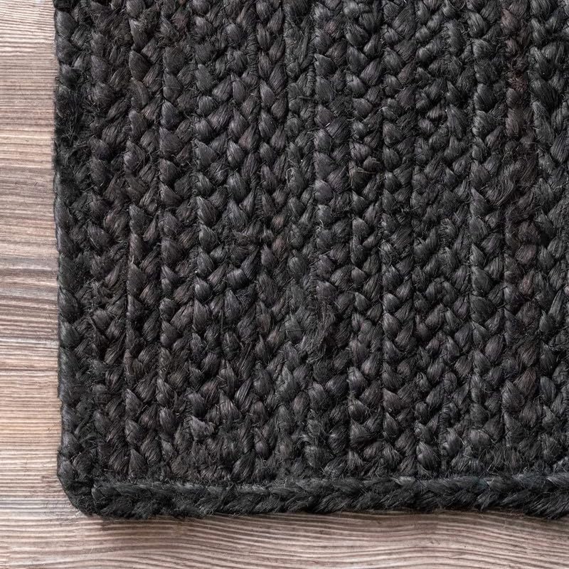 Image of F R Creation Jute Reversible Braided Natural & Handwoven Jute Carpet, Carpet for Living Room Braided Rug, Offices Carpet, Guest Room Size (7X10 Feet Black)