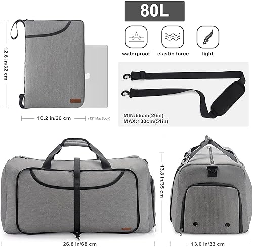 Miniatura 2 de VS VOGSHOW - Bolsa de lona de viaje grande para mujeres y hombres, plegable, plegable, para campamento, para viajes, impermeable, para fin de