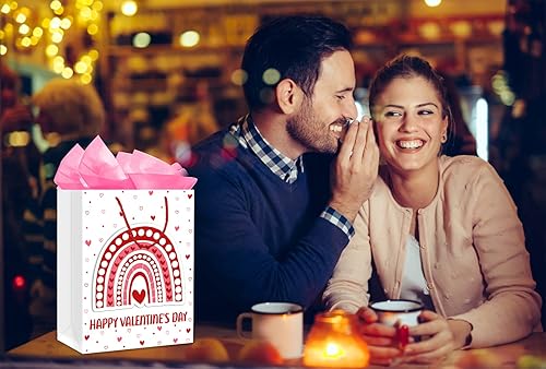 Miniatura 4 de FaCraft Bolsa de regalo para el día de San Valentín con asa, gran bolsa de regalo de San Valentín con papel de seda, bolsas de regalo románticas de