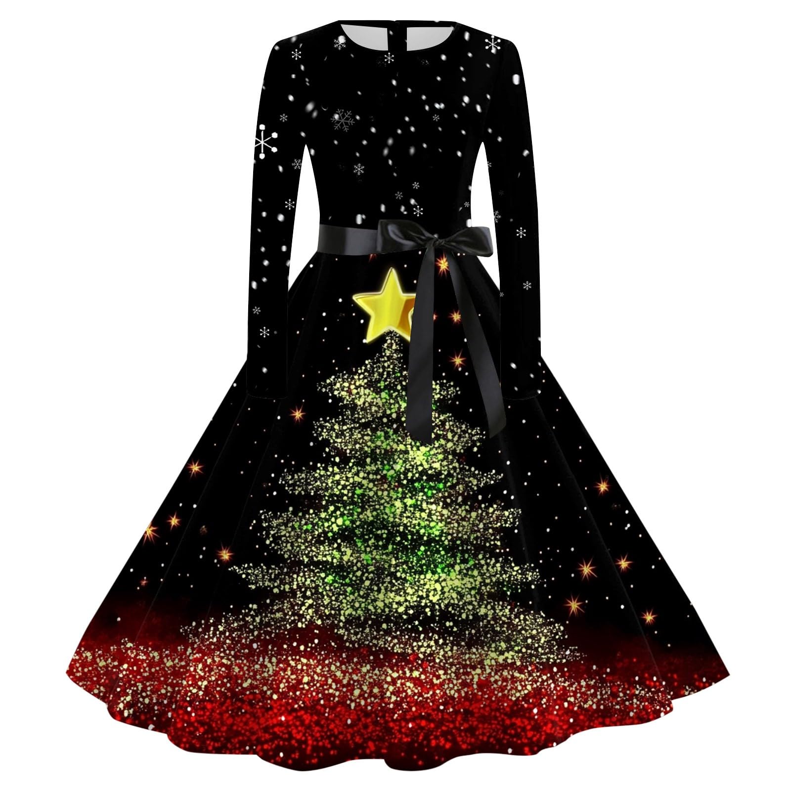 Generisch Robe De Noël Pour Femme - Robe Maxi Avec Imprimé De Noël