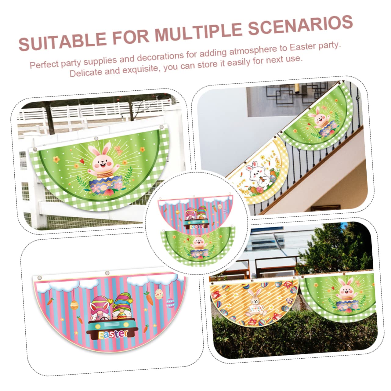 Kisangel 8piezas Banderines De Pascua Decorativos Banderín Forma Para Celebraciones Para Jardines y Porches Decoración De Feliz Pascua Creativo y Resistente
