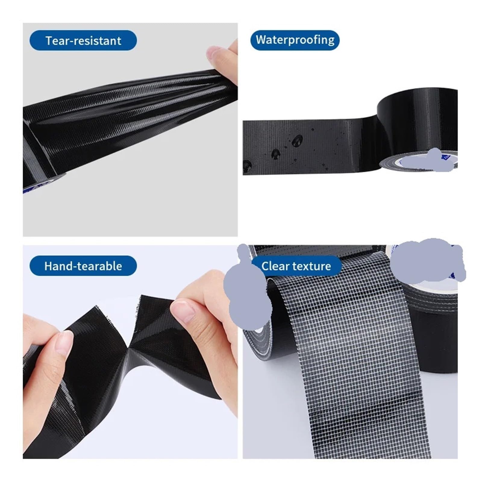 Zelt Reparaturband Schwarzes Hochleistungs-Pipeline-Klebeband, geeignet for die manuelle Rissreparatur bei jedem Wetter, in der Industrie(50M_0.28MM_50MM)