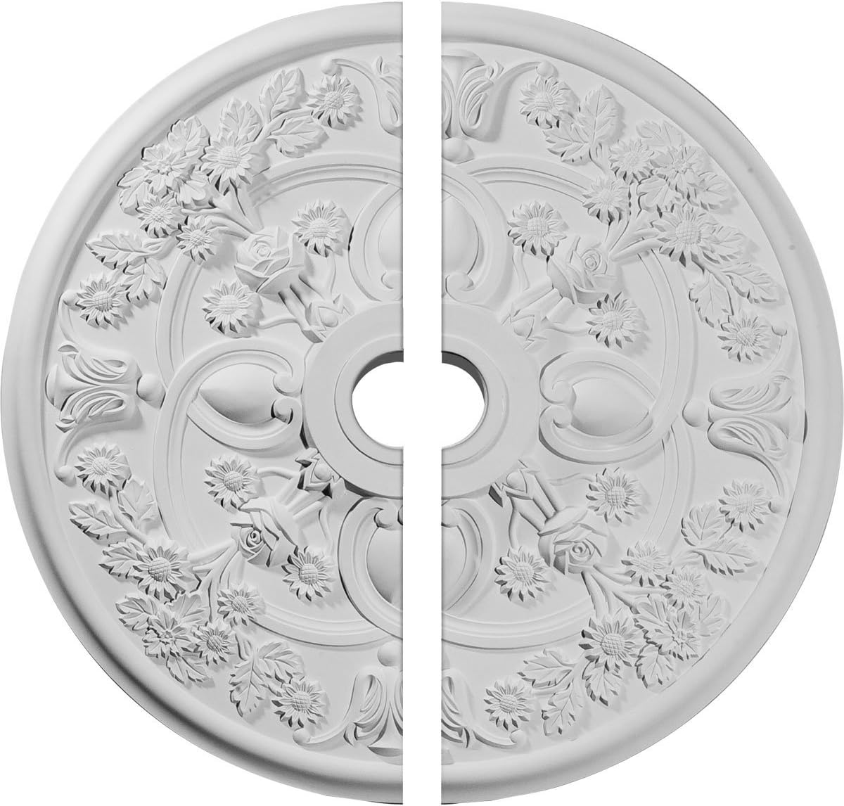 Ekena Millwork CM30RO2 30 7/8"OD x 3 5/8"ID x 1 3/8"P Rose Ceiling Medallion, Fits Canopies up to 5-1/4", 2 Piece