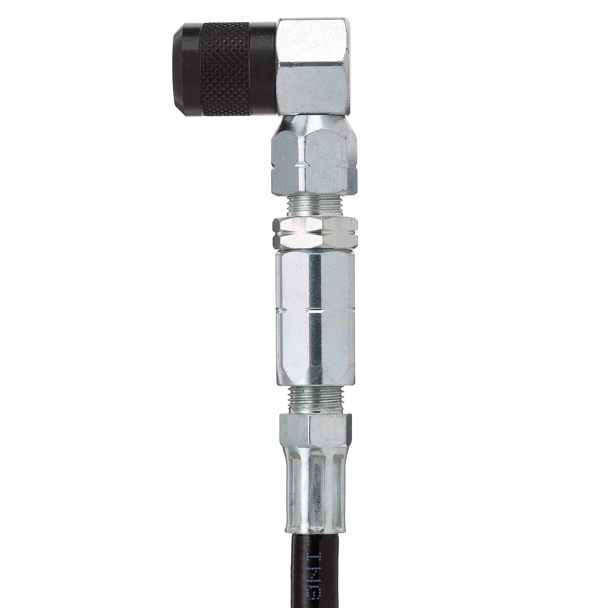 Slippery Pete Acoplador de pistola de grasa de 90 grados, manguera flexible de 18 pulgadas, conexión roscada, cabezal giratorio, accesorios de pistola de grasa, cabezal de 31 mm de longitud para