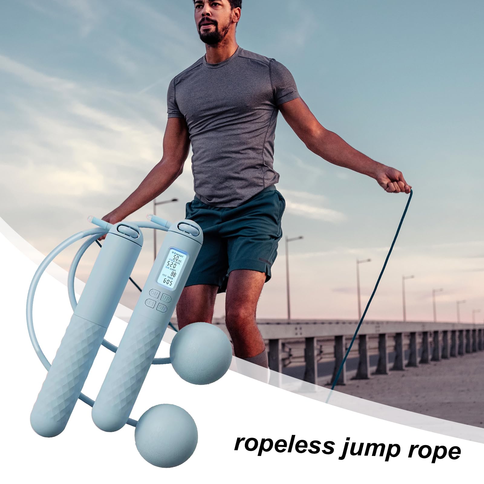 Corde à sauter sans fil, avec compteur, compteur numérique, réglable, sans corde pour femmes, hommes, enfants, exercices de fitness (noir et blanc)