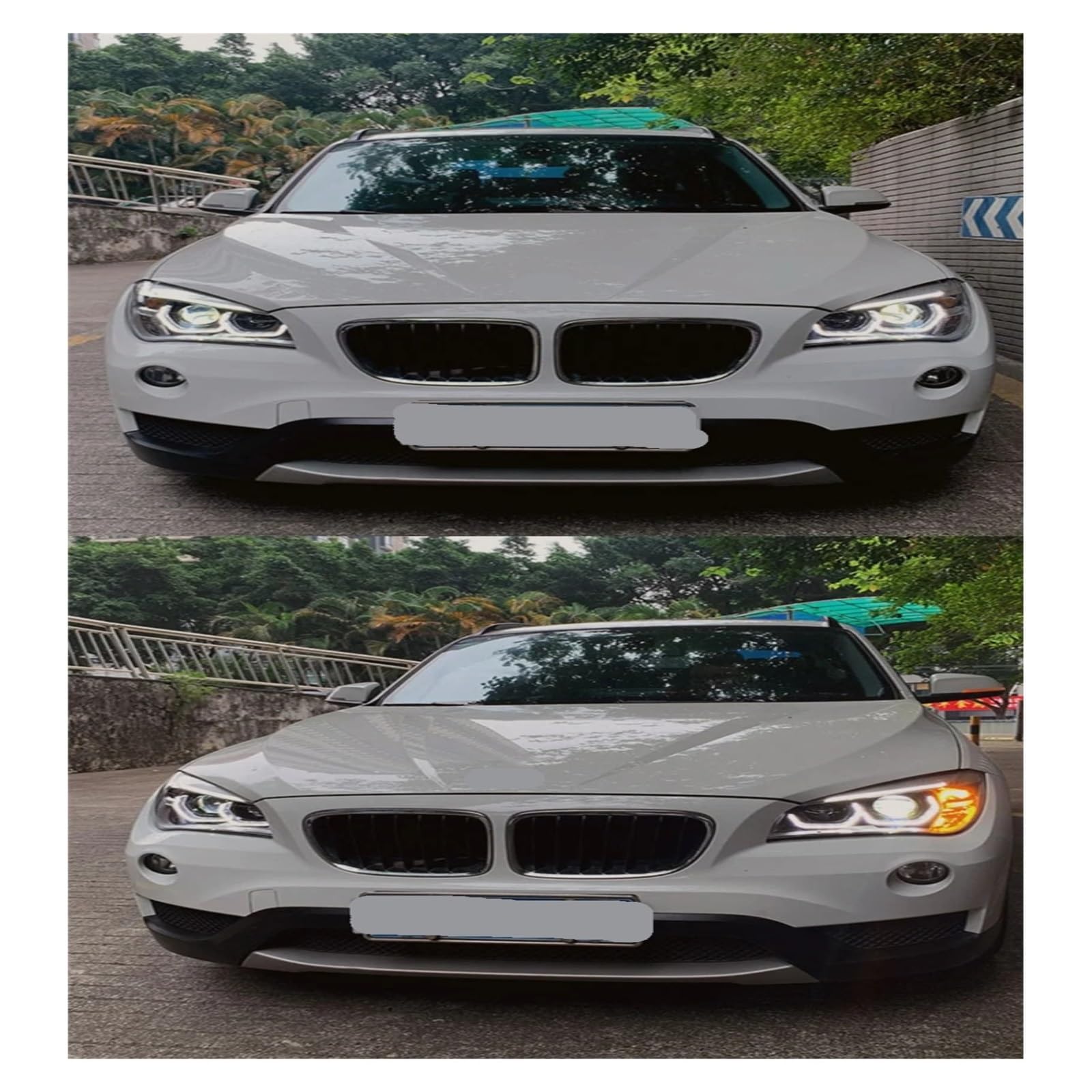 Coppia di fari auto compatibili con BMW X1 E84 2011-2015, accessori DRL ambra, indicatori di direzione, fari Plug and Play(With LED Bulbs)