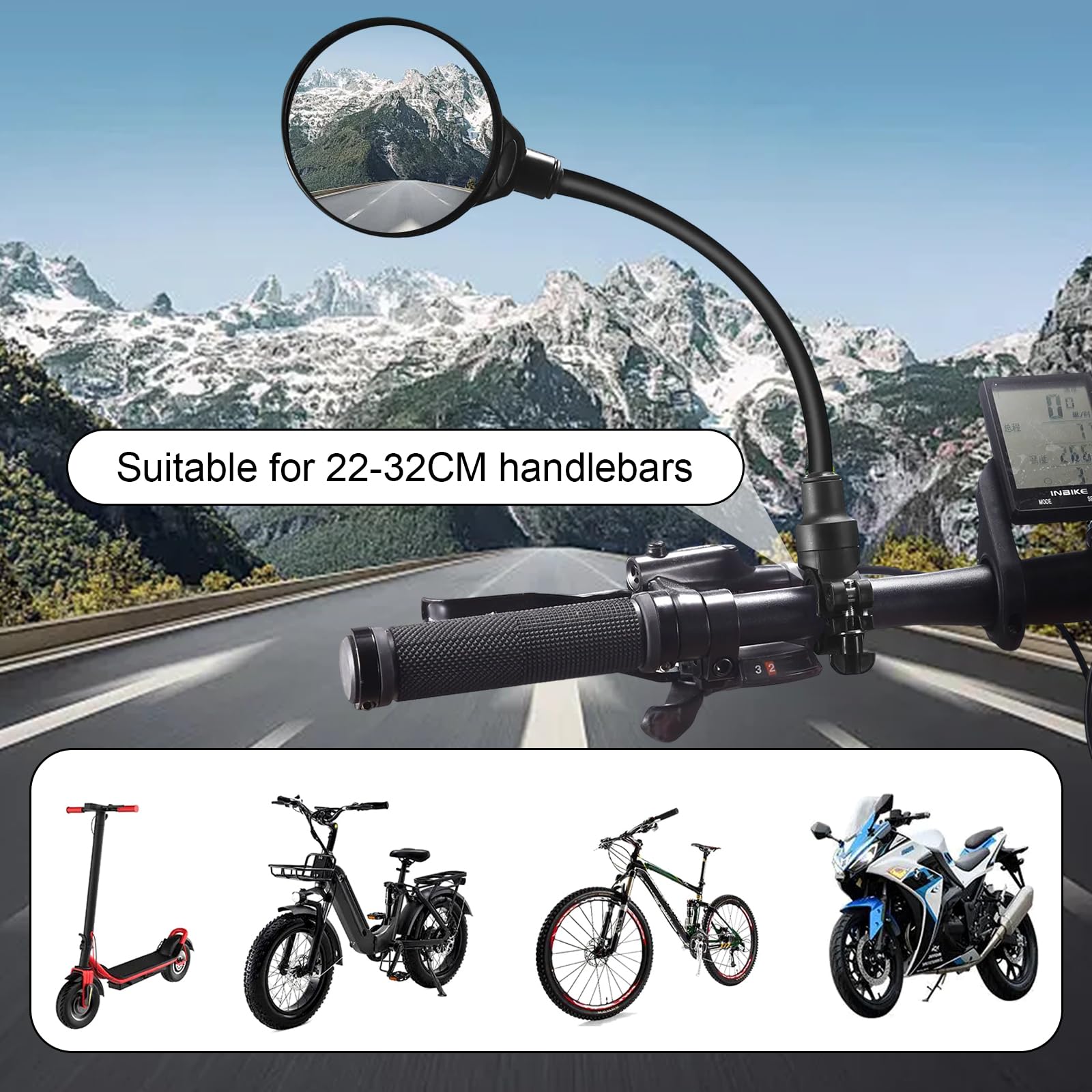 Rétroviseur Vélo Weploda – Paire Avec Sonnette – Miroir Convexe 360° – Pour Guidon 22-32 Mm