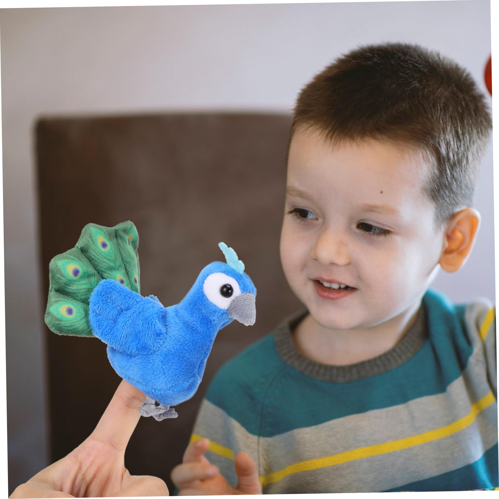VICASKY Marionnette de Paon Mini en Peluche Rembourrage Coton PP, Jouet Interactif pour Garçon et Filles, pour Activités en Déplacement et Contes Amusants