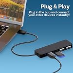 MMOBIEL 4-Port USB 2.0 Ultra Slim Data Hub Adapter Black