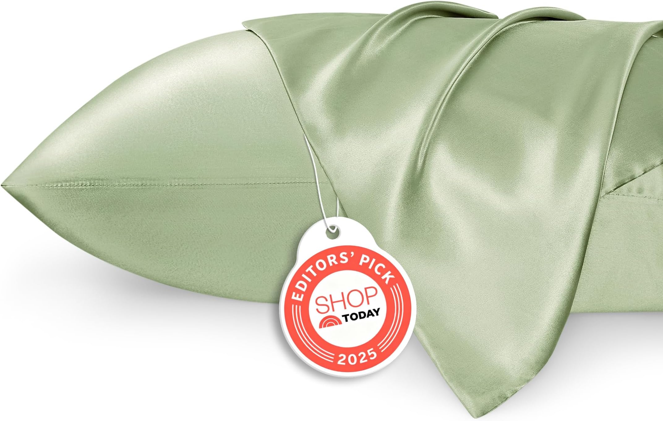 Bedsure King Size Satin Pillowcase Set of 2 - Laurel Green Silky Pillow Cases for Hair and Skin with Envelope Closure, Similar to Silk Pillow Cases, Gifts for Women Men, 20x36 Inches, 2pcs