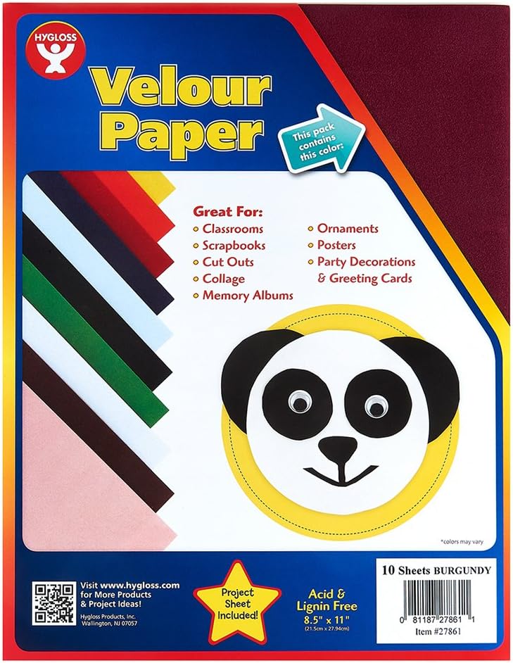 Hygloss Products, Inc Black 10 Sheets Velour Paper