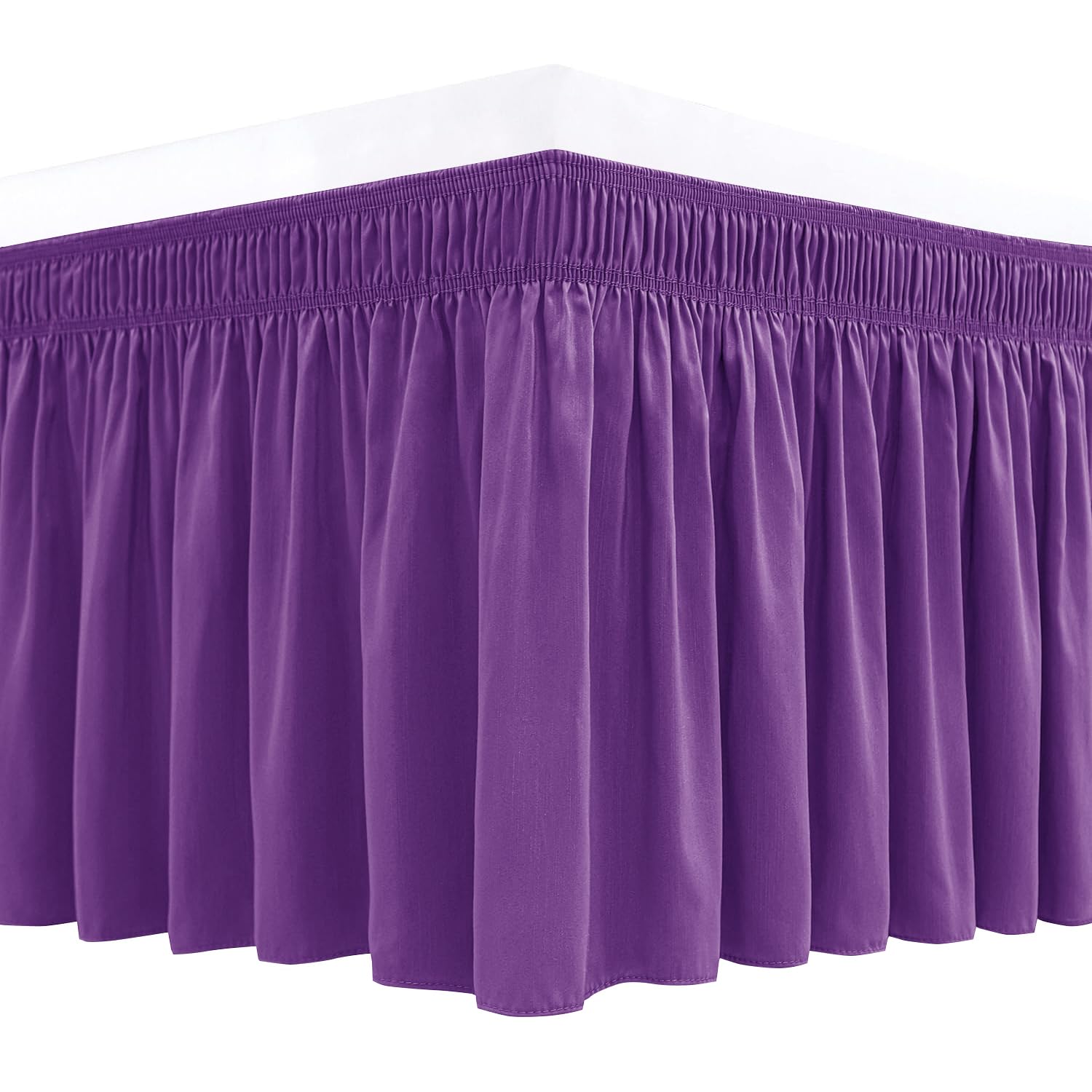 Biscaynebay Wrap Around Bed Skirts for King & Cal King Beds 15" Drop, Eggplant Adjustable Elastic Dust Ruffles Easy Fit Wrinkle & Fade Resistant Silky Luxurious Fabric Machine Washable — image 1