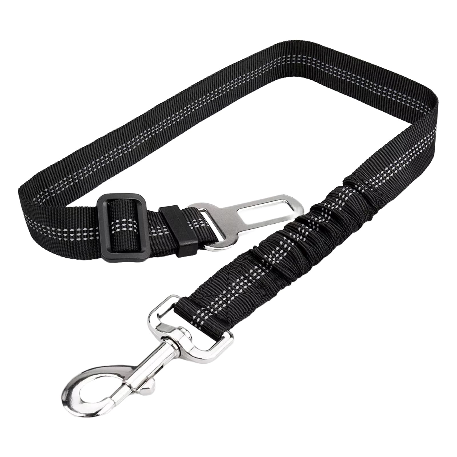WedDecor Dog Seat Belts for Cars with Adjustable Elastic Bungee and 360 Degree Swivel Snap, Strong Durable Dog Car Harness Safety Seat Belt, Travel Accessories for Pets Cats Dogs - Black