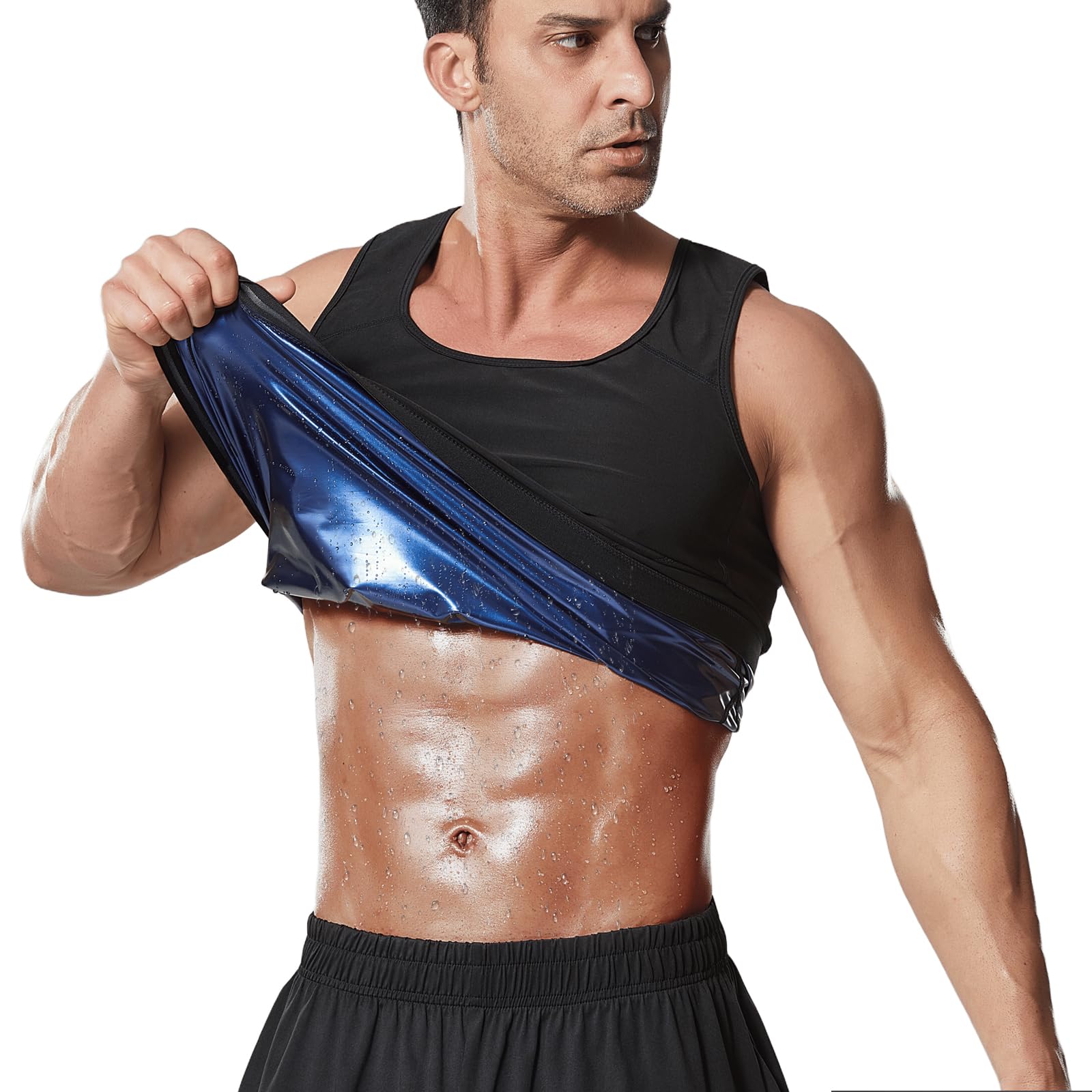 Towintec Sauna Vest Men Waist Trainer Sauna Shirt Sweat Heat Trapping Hot Suits Neoprene Trainer Sleeveless Shirts Weight Loss Shapewear Top for Workout gym Fitness