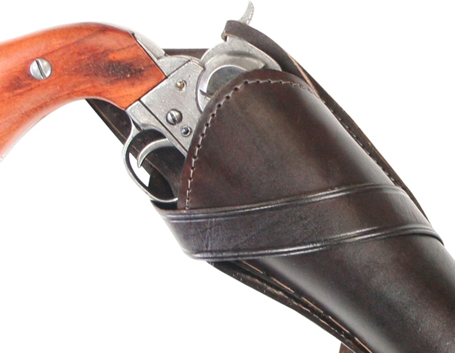 Historical Emporium Long Right Hand Western Cross Draw Holster Plain Leather, Wild West Single Action Revolver Gun Holster