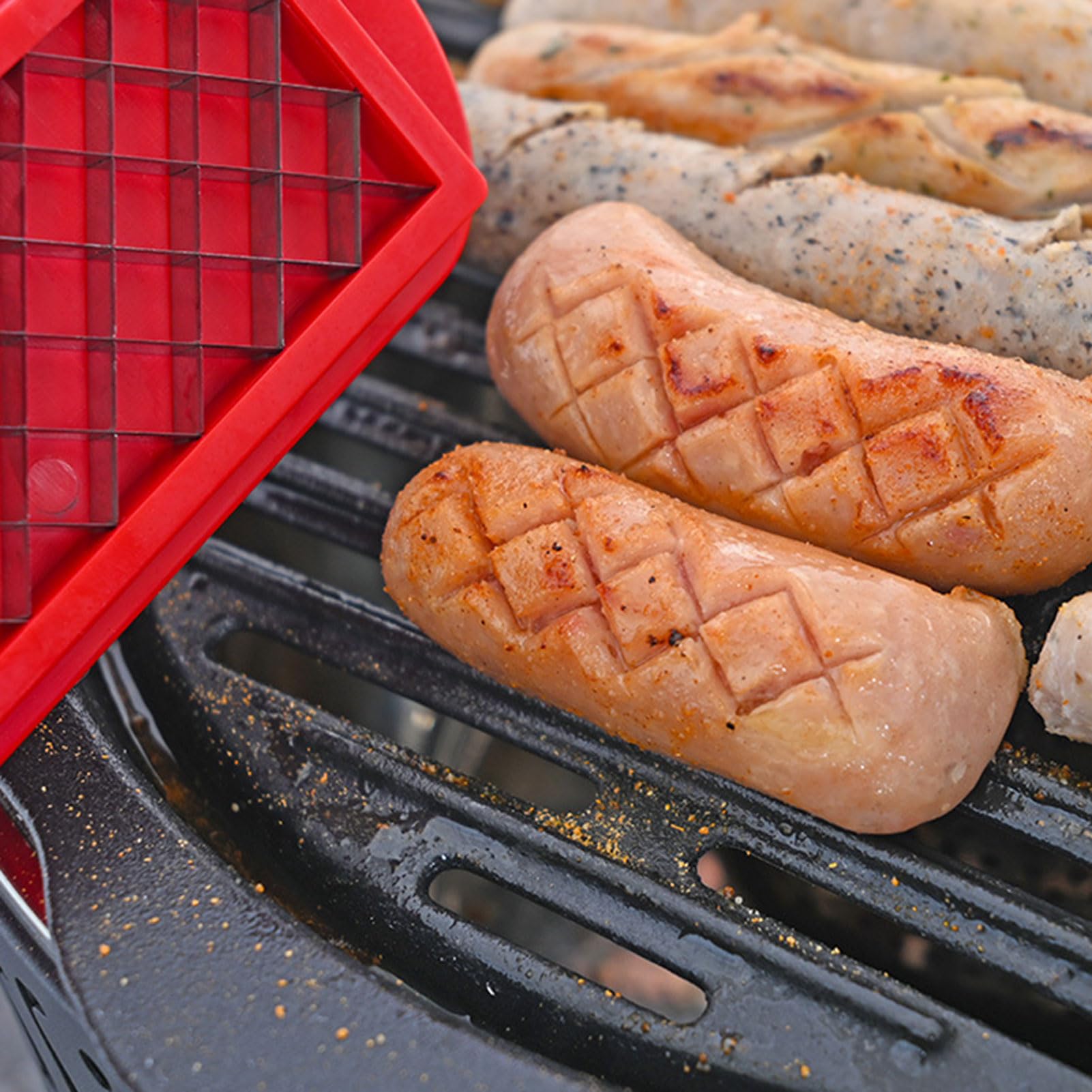 EBbels Krajalnica do hotdogów, krajalnica do hot dogów, ręczna krajalnica do kiełbasy do grilla, przenośne narzędzie do cięcia psów do grillowania, gadżety kuchenne na podwórko, grill, imprezy,