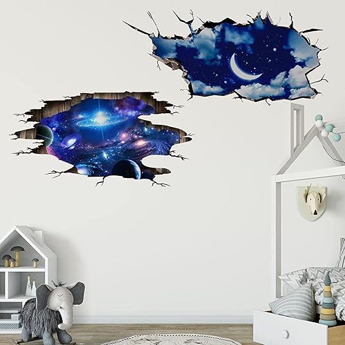 Miniatura 2 de Calcomanías de suelo 3D de la Vía Láctea Galaxia Glaciar calcomanía extraíble de PVC cósmico arte de pared para baño sala de estar guardería
