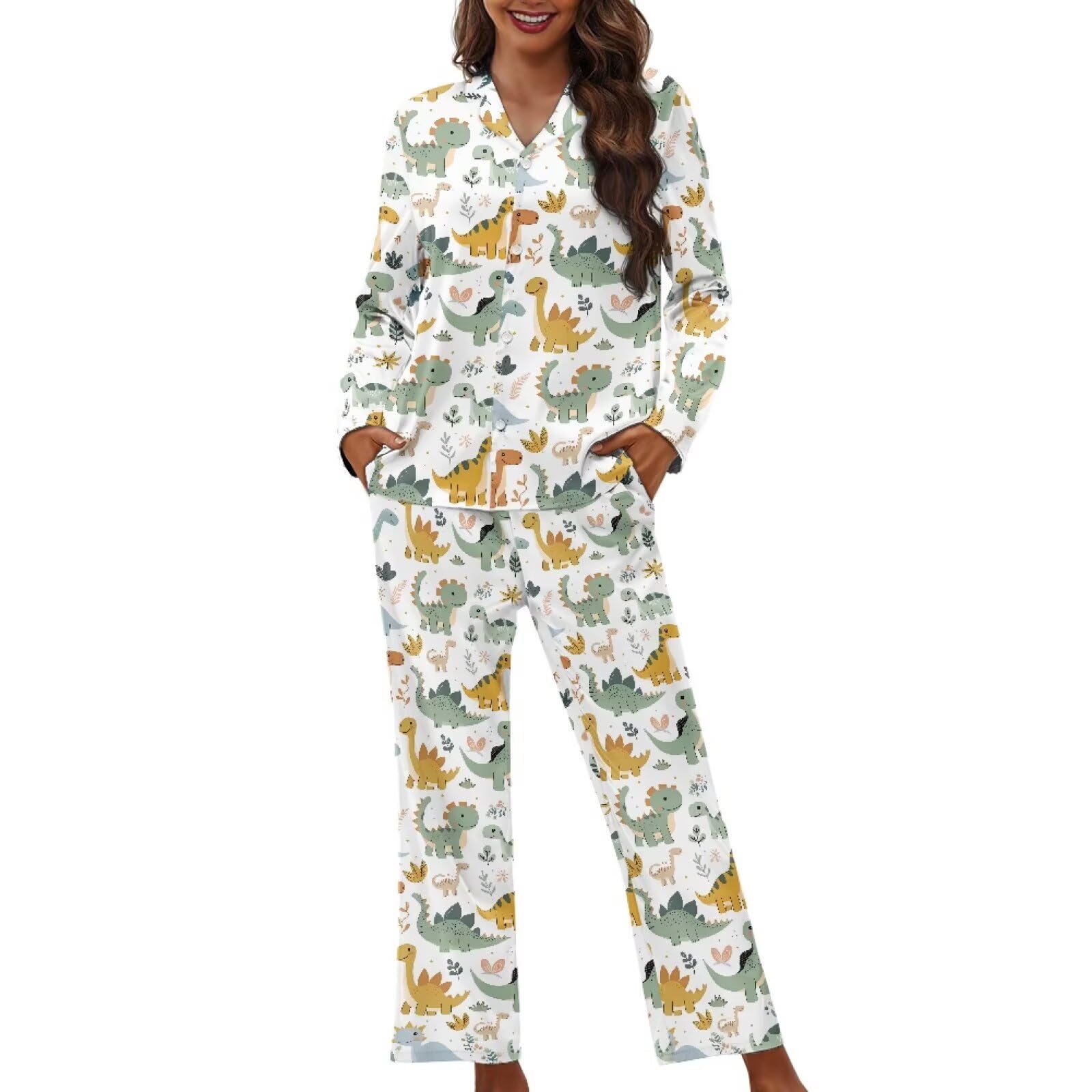 Bloomprint Soft Pajama Set For Women 2 Piece Lounge Set Button Down Long Sleeve Sleepwear
