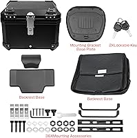 Vista 7 de Funda superior de motocicleta mejorada de 55 L, caja trasera universal para motocicleta con bloqueo de seguridad y cojín trasero, caja superior
