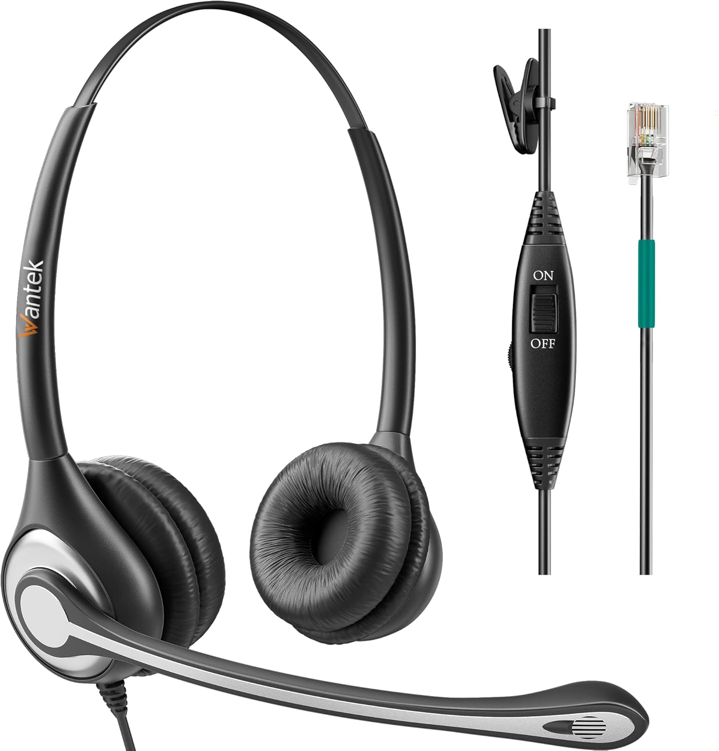 Wantek Corded Telephone Headset Dual w/Noise Canceling Mic Compatible with ShoreTel Plantronics