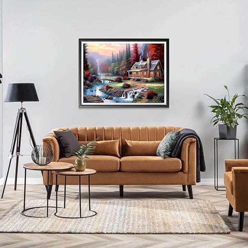 Miniatura 4 de LOMSIOY Kits de pintura de diamantes de campo para adultos, pintura con paisaje de arte de diamante, taladro redondo completo de diamantes de