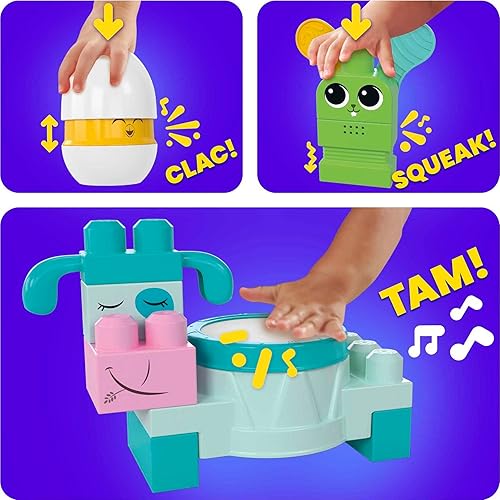 Miniatura 4 de MEGA BLOKS Fisher-Price - Juego de bloques de construcción para niños pequeños, banda musical de granja con 40 piezas y 6 hojas de música, a partir