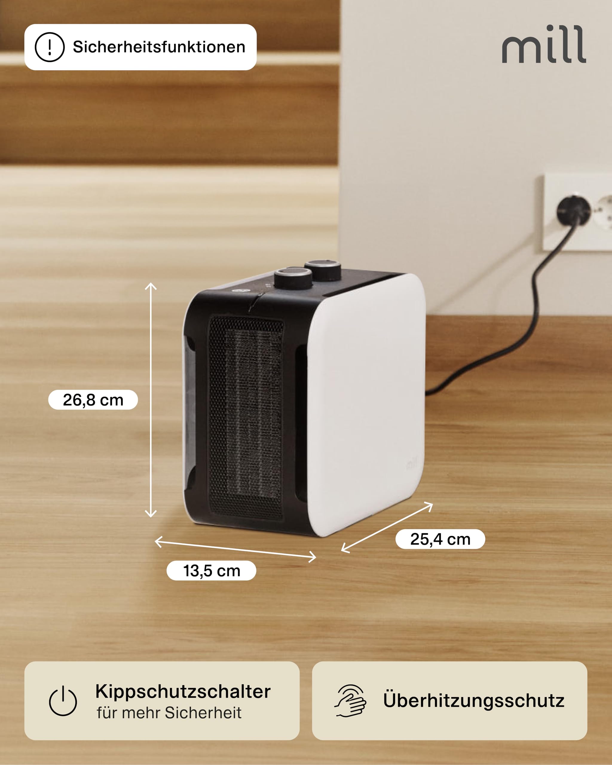 Stufetta Elettrica 1800W Basso Consumo - Termoventilatore Ceramica PTC Con Telecomando - Foto 5