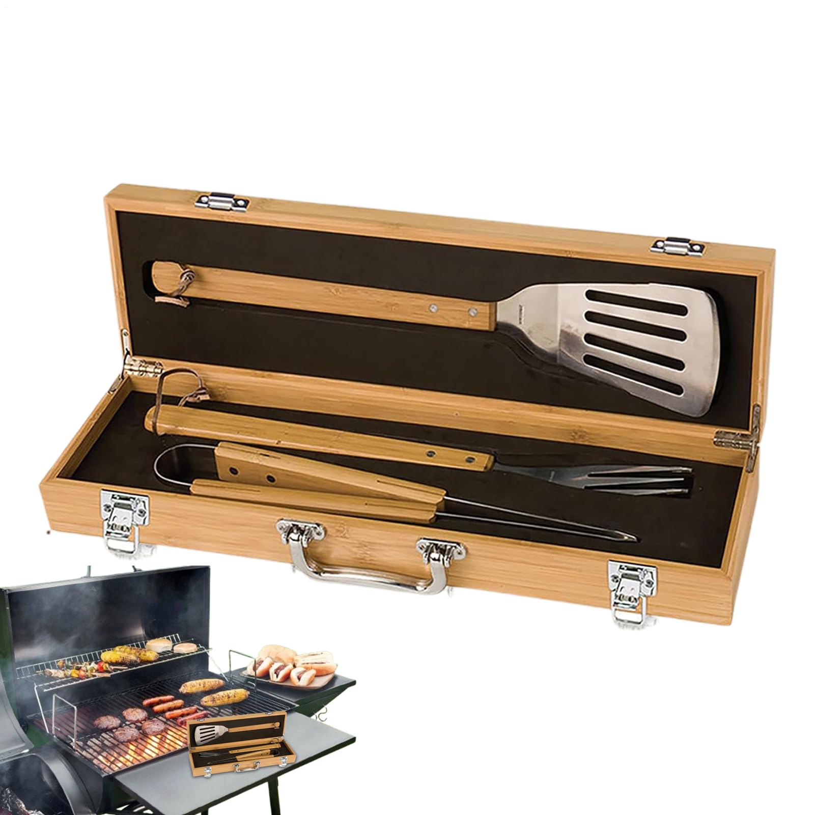 Utensilios de Barbacoa Juego para Parrilla | Accesorios De Cocina Al Aire Libre Con Maletín Para Jardín Camping Picnic Y Reuniones Familiares