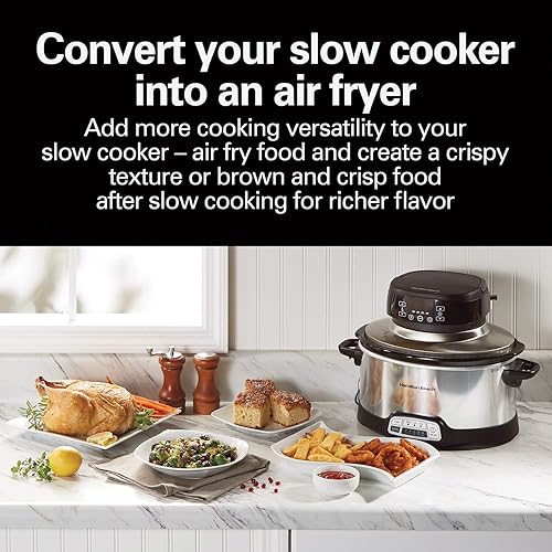 Miniatura 6 de Hamilton Beach Paquete de tapa programable de olla de cocción lenta y freidora de aire de 6 cuartos de galón