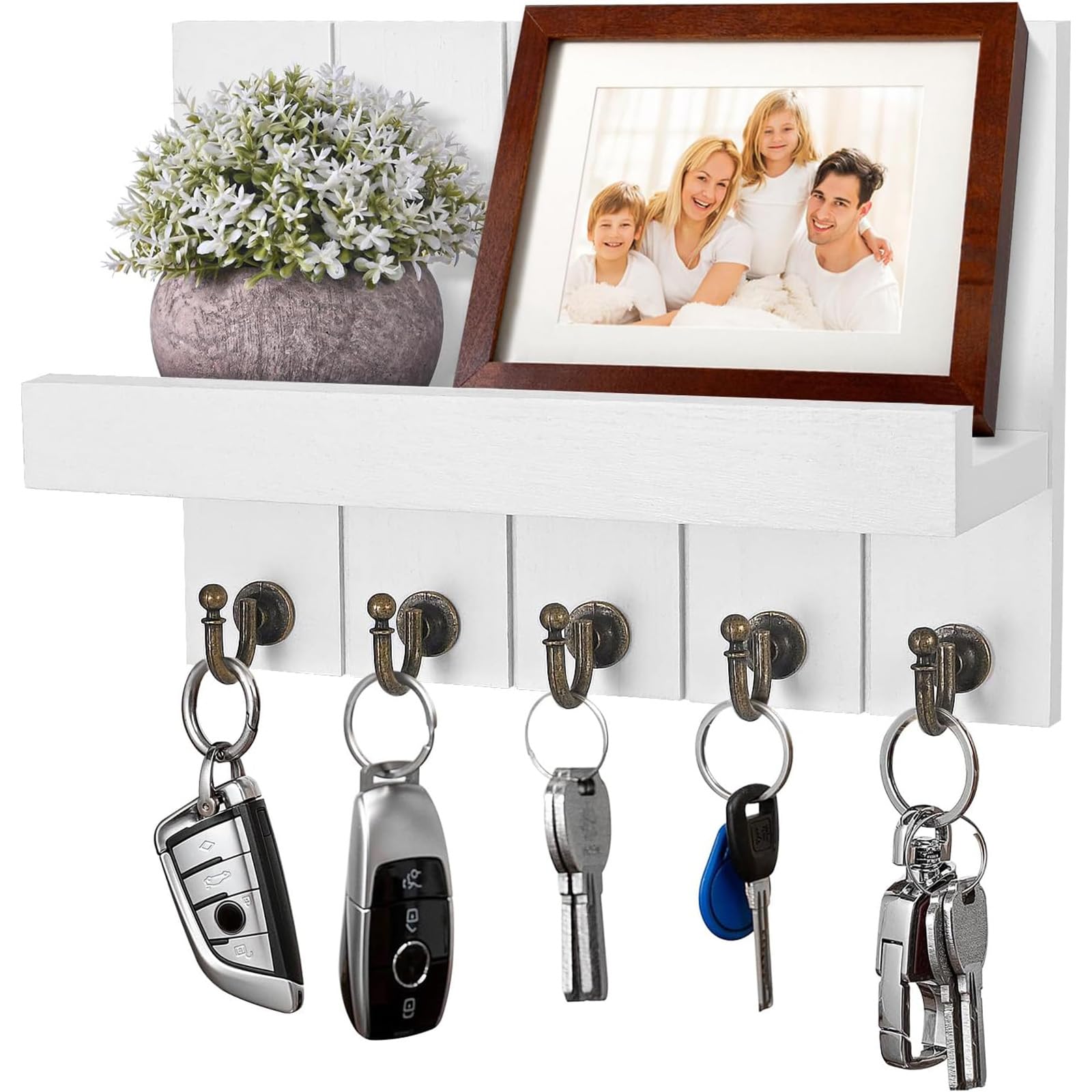 Sleutelrek met plank - metalen sleutelbord voor aan de muur - zwart