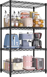 PrimeZone 4 Tier Storage Shelves, Heavy Duty Metal Shelving Unit, Adjustable Utility Rack 454KG Large Capacity for Kitchen Garage Closet Pantry Laundry 60 x 35 x 120cm, Black