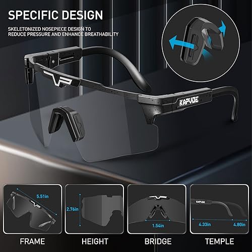 Miniatura 6 de KAPVOE Gafas de ciclismo fotocromáticas Gafas de sol deportivas de bicicleta de montaña Gases transparentes MTB Gafas hombres mujeres Bicicletas