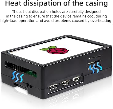 CUQI Raspberry Pi Display, 3.5 Inch Touchscreen with Raspberry Pi 5 Case, 480x320 TFT LCD 60 FPS Monitor with Mini Fan and Heatsink for Raspberry Pi