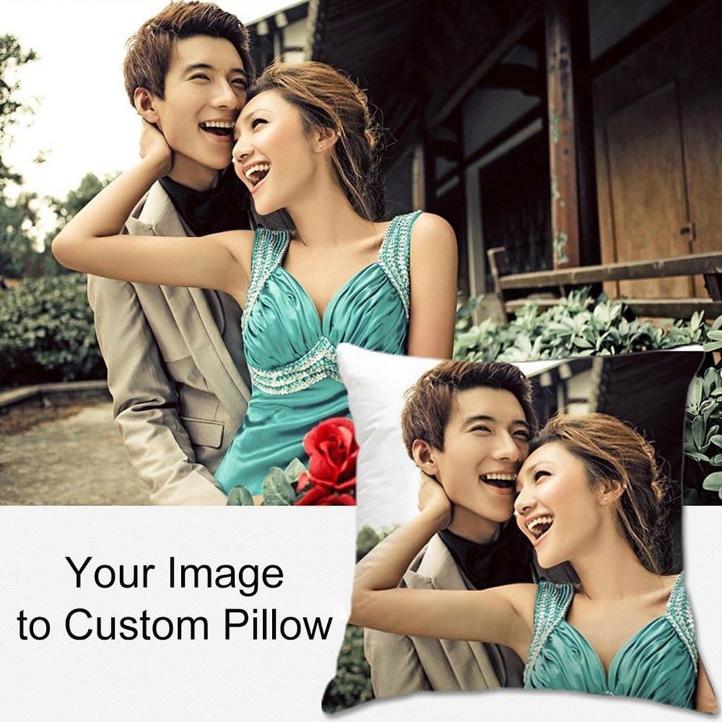 Shop&Three Custom Design Photos or Text Outdoor/Indoor Throw Pillowcase,Personalized Pet Photo Pillow, Love Photo Throw Pillow,Wedding Keepsake Throw Pillow (14" x 14")