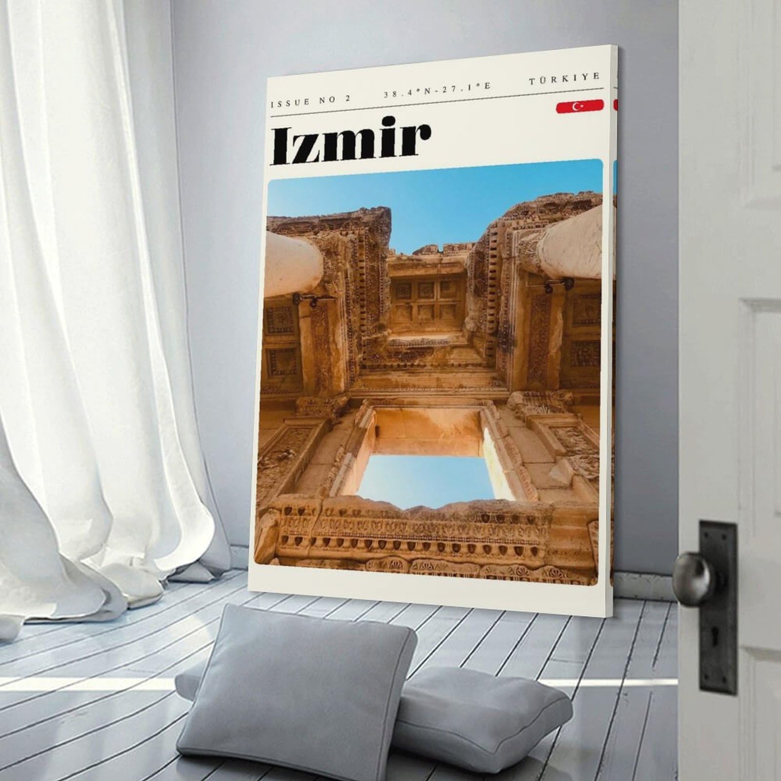 Junmoney Frame-Style-20 Decorative Wall Artwork Izmir Turkey Travel Art, 24X36inch(60X90cm), For New Homes, Bedrooms Or Workspaces, Canvas Artwork With Gifting Potential