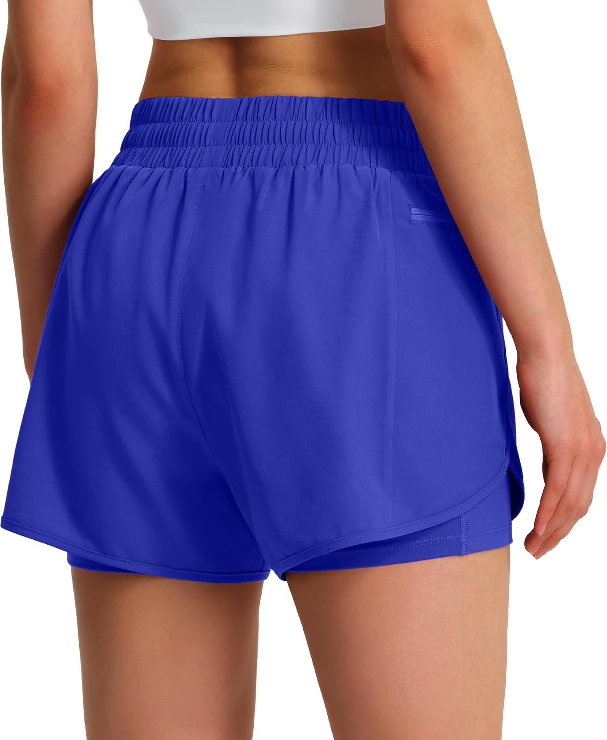 Ksmien Women's Running Shorts Quick Dry Lightweight Athletic Workout Shorts with Liner Phone Pockets