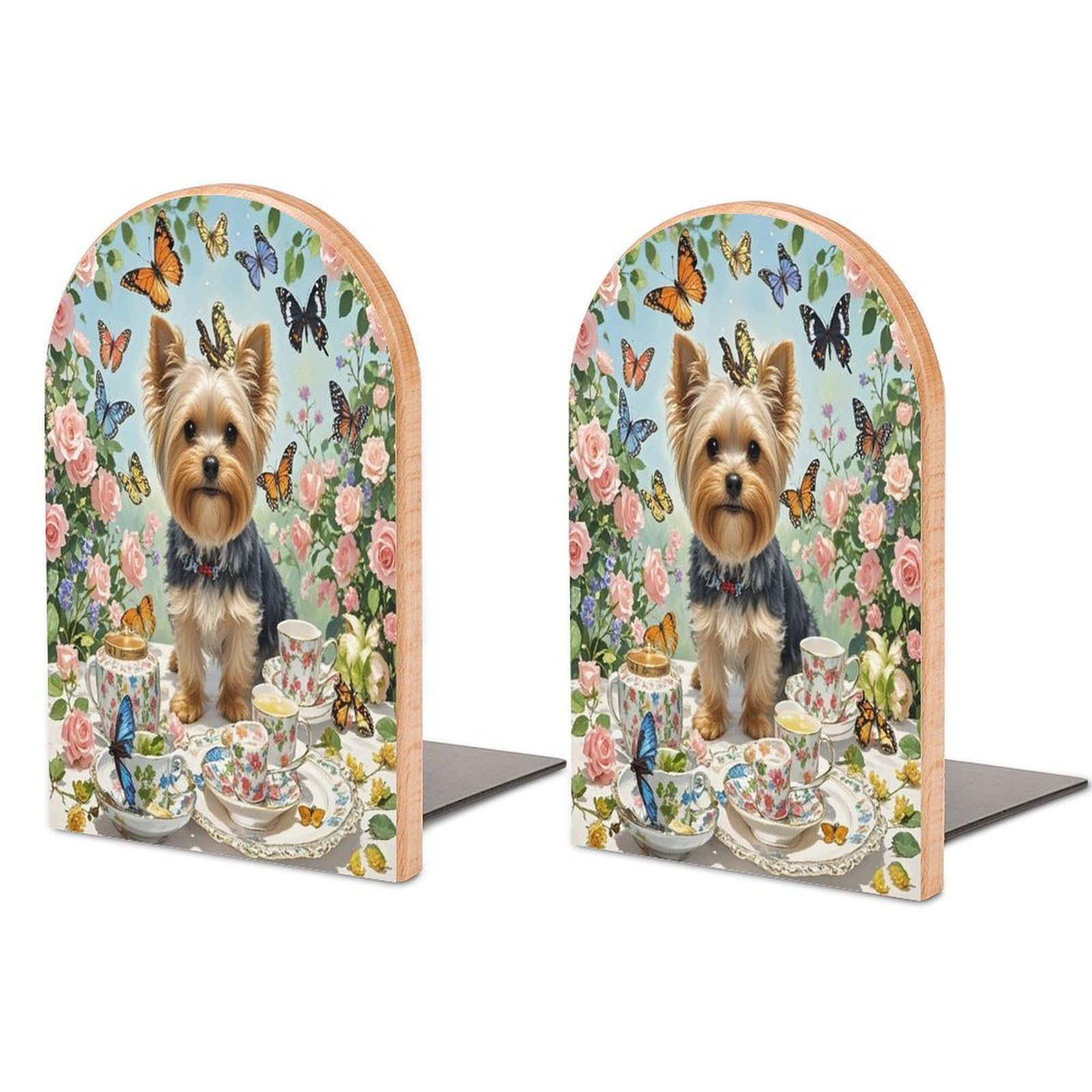 Sujetalibros de Yorkshire Terrier para decorar estantes en fiestas de té y salones modernos