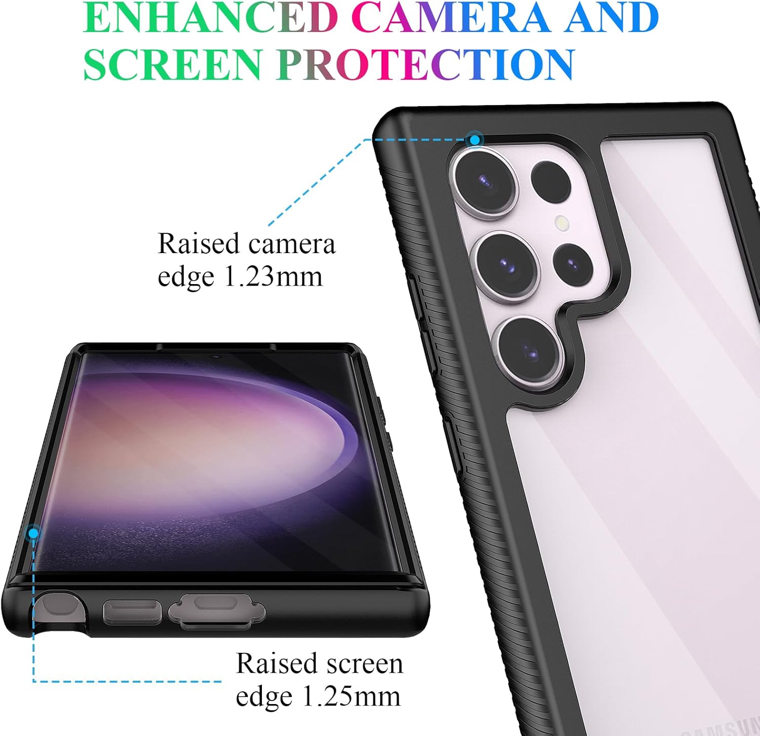 wahhle Compatible with Samsung Galaxy S23 Ultra Case, Built in Screen Protector Full Body Shockproof Slim Fit Bumper Protective Phone Cover for Galaxy S23 Ultra 5G 6.8'' Men Women-Black/Clear - Image 4