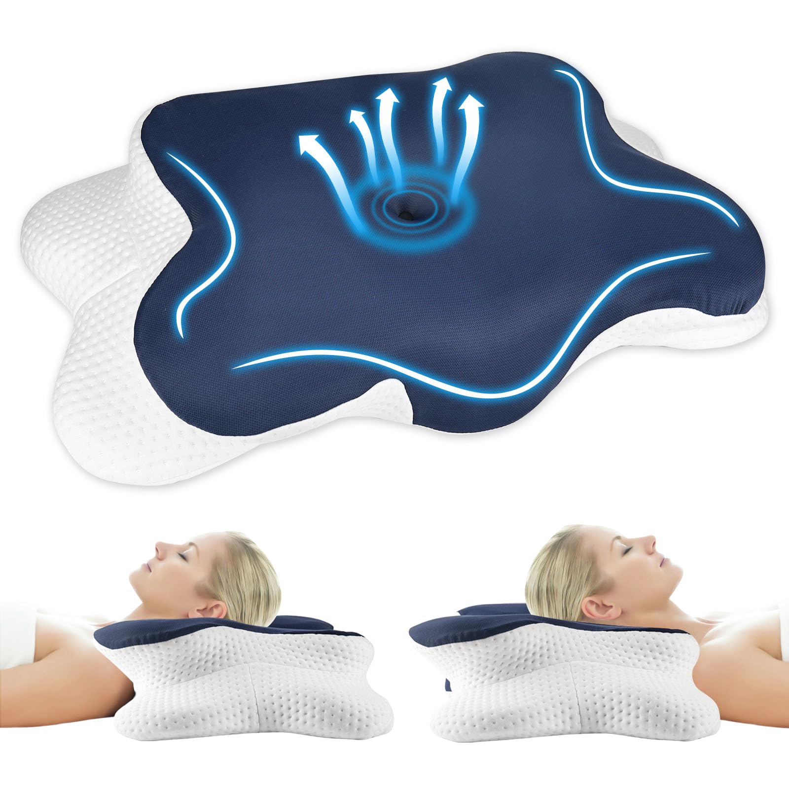 Memory Foam Pillows, Ergonomic Pillow Orthopedic Neck Support Pillow Removable Washable Pi...