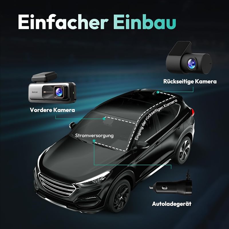 BOTSLAB 4K STARVIS Autós Menetrögzítő Kamera Szett - Első-Hátsó WiFi Fedélzeti Kamera GPS-szel, ADAS Rendszerrel, Éjjellátóval, 64GB Kártyáv