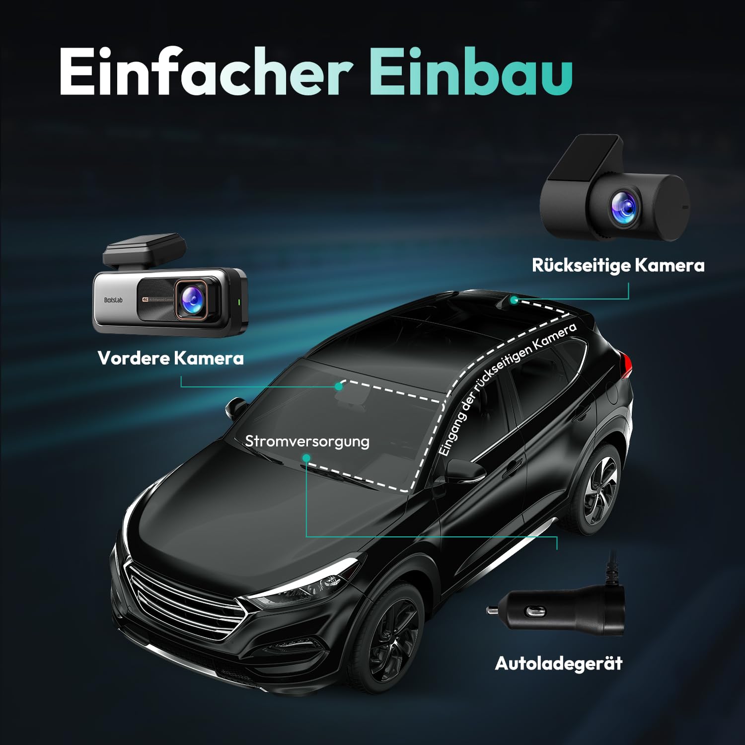 BOTSLAB Starvis 4K - Cámara de salpicadero para coche (parte delantera y trasera, WiFi, GPS, ADAS, control por voz, tarjeta gratuita de 64 GB, visión nocturna, WDR, IPS de 2,45", vigilancia de
