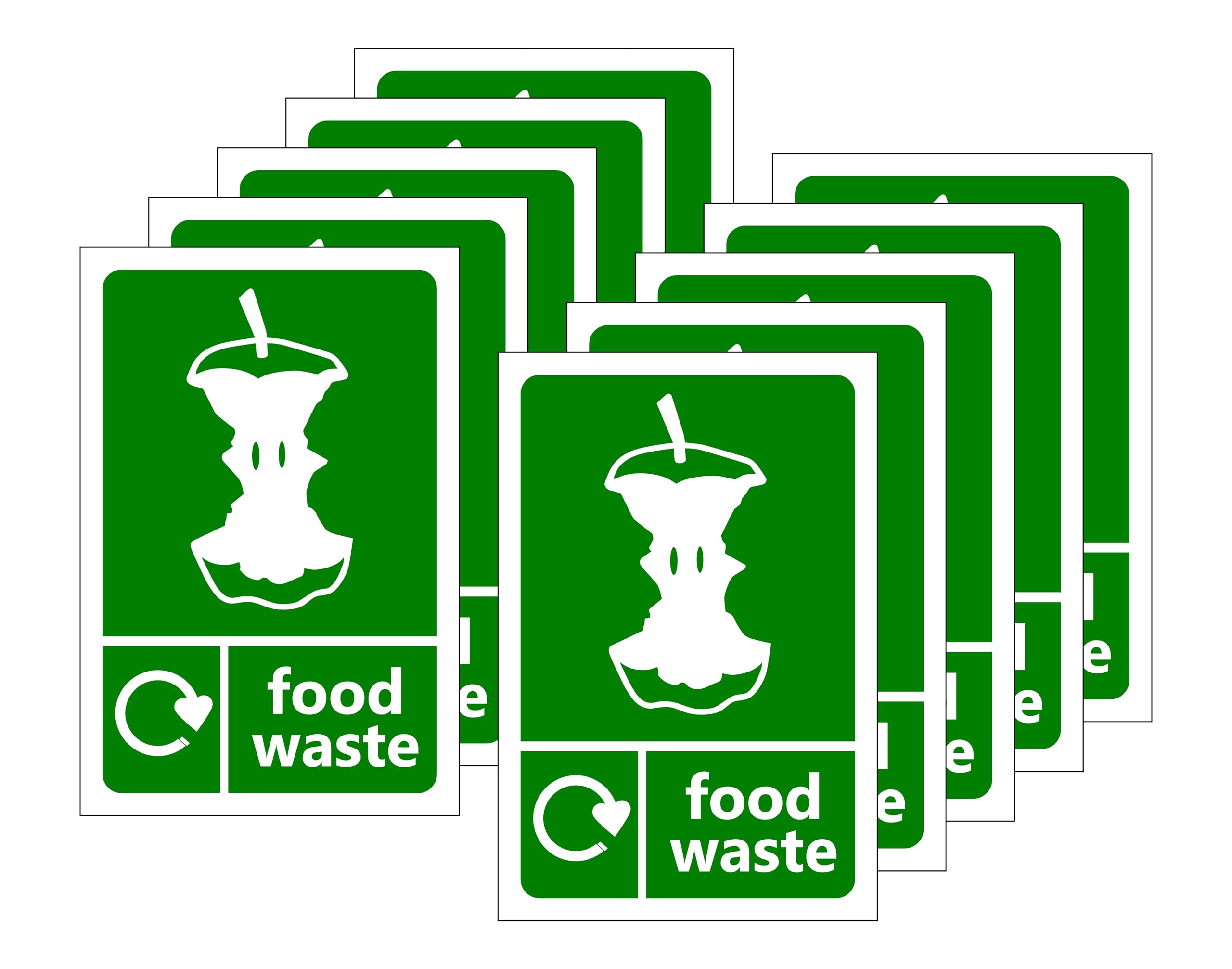 Food waste stickers Vinyl (Pack of 10) -for indoor/outdoor usage (150mm x 100mm) Viewing Distance within 3m.