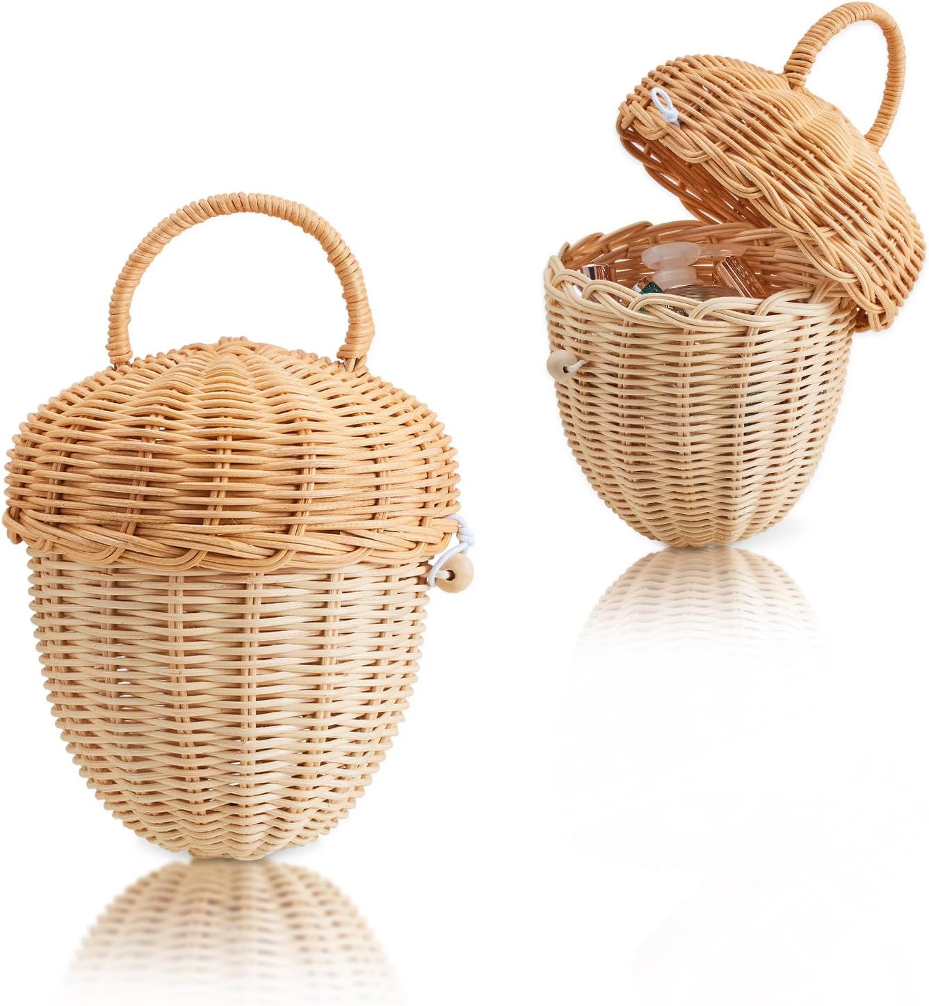 Handmade Wicker Mushroom-Shaped Storage Basket for Outdoor, Kids, Decor, Photography Props