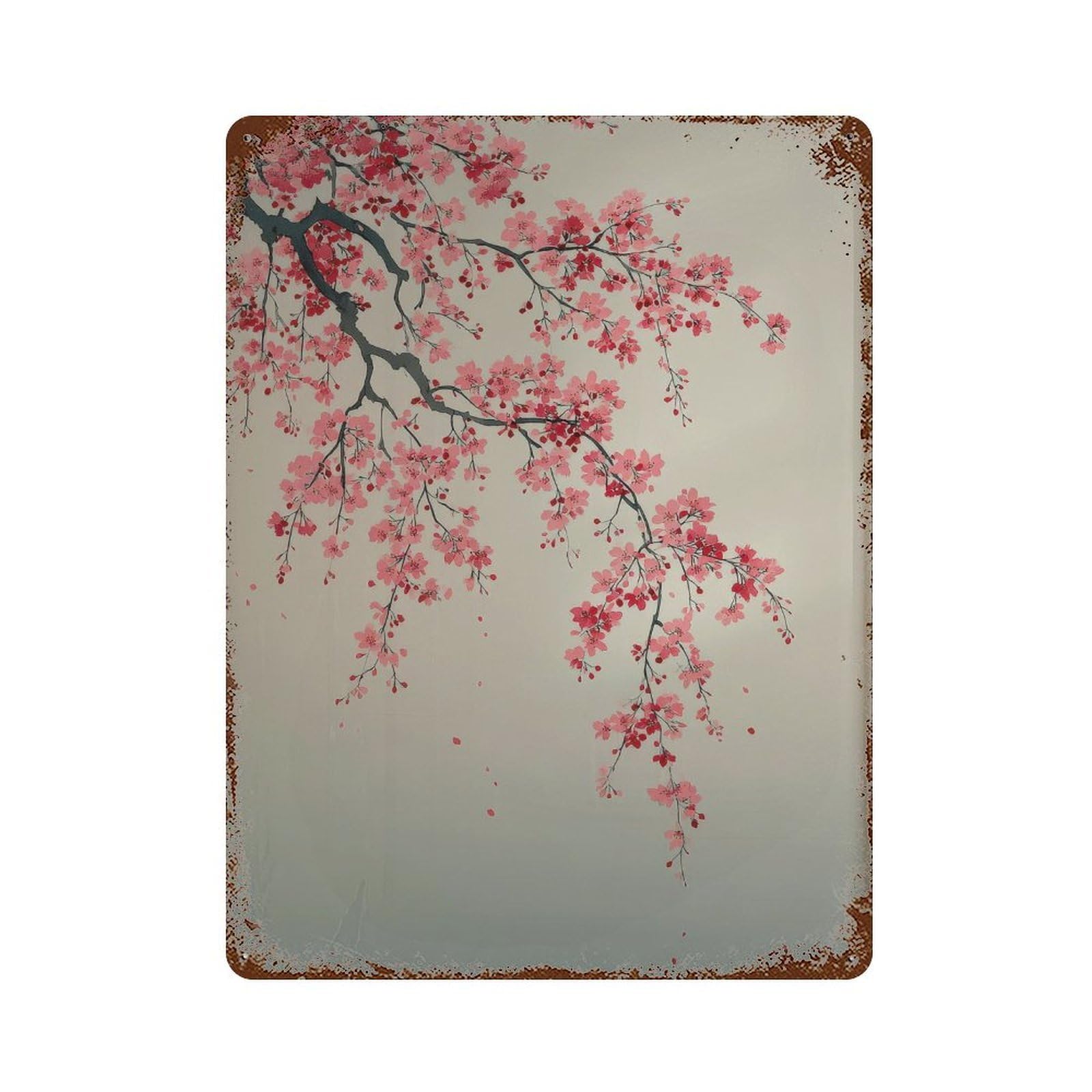 xiaoxiaoshen Cherry Blossom Branch. Asian Inspired Minimalist Wall Decor Art Metal Tin Poster Modern Home Decor Art Home Bar Shop Decorations Vintage Sign 40x30cm