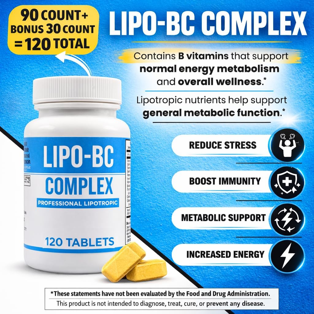 Lipo BC, Lipo B-Complex 90 Tablets. New Label with Best by Date, Same Formula.