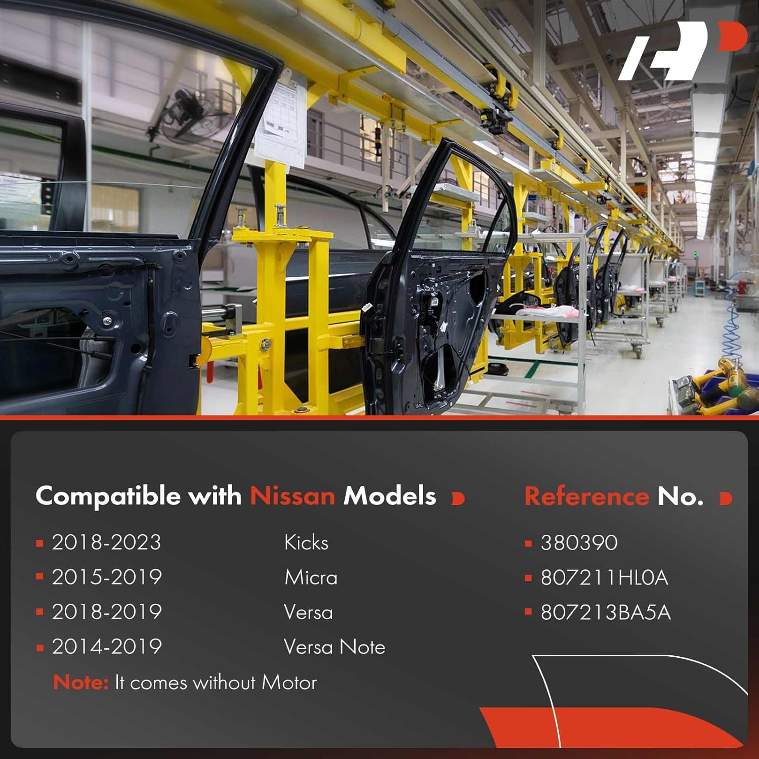 A-Premium Electric Power Window Regulator Without Motor Compatible with Nissan Kicks 2018-2022, Versa 2018-2019, Versa Note 2014-2019, Micra 2015-2019, Front Left Driver Side